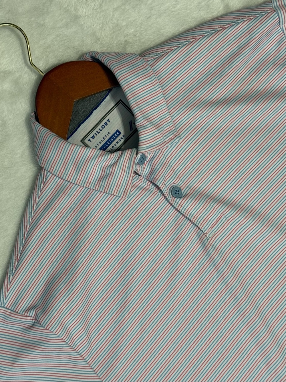 Twillory Performance Polo Mens M Athleisure Micro Stripe Short Sleeve Golf